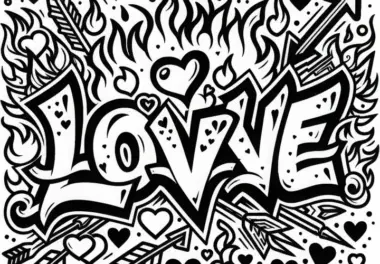 Love Schriftzug im Graffiti Stil Malvorlage Gratis