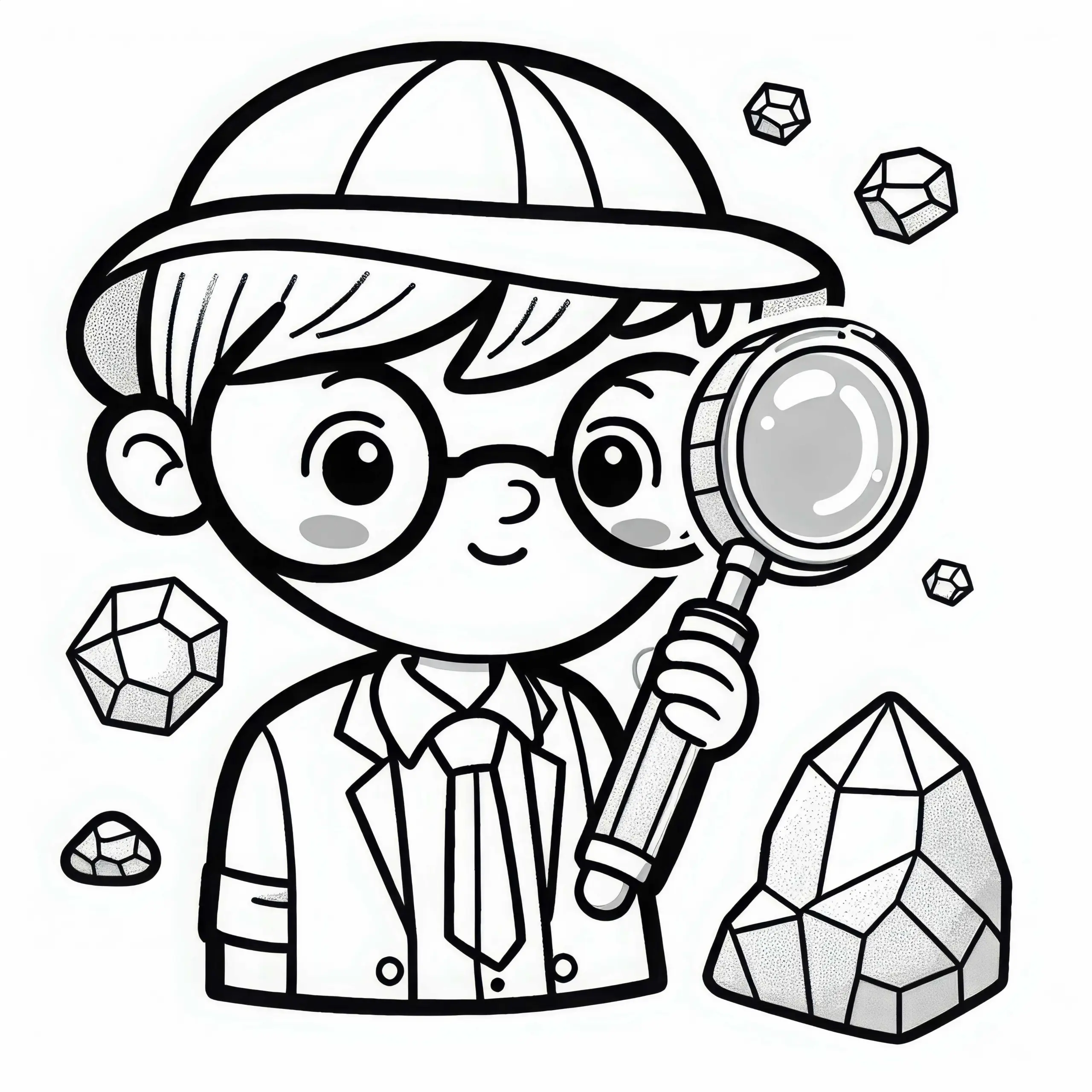 Lupe für einen Geologen Malvorlage zum Ausdrucken und Online-Ausmalen (Ausmalbild)