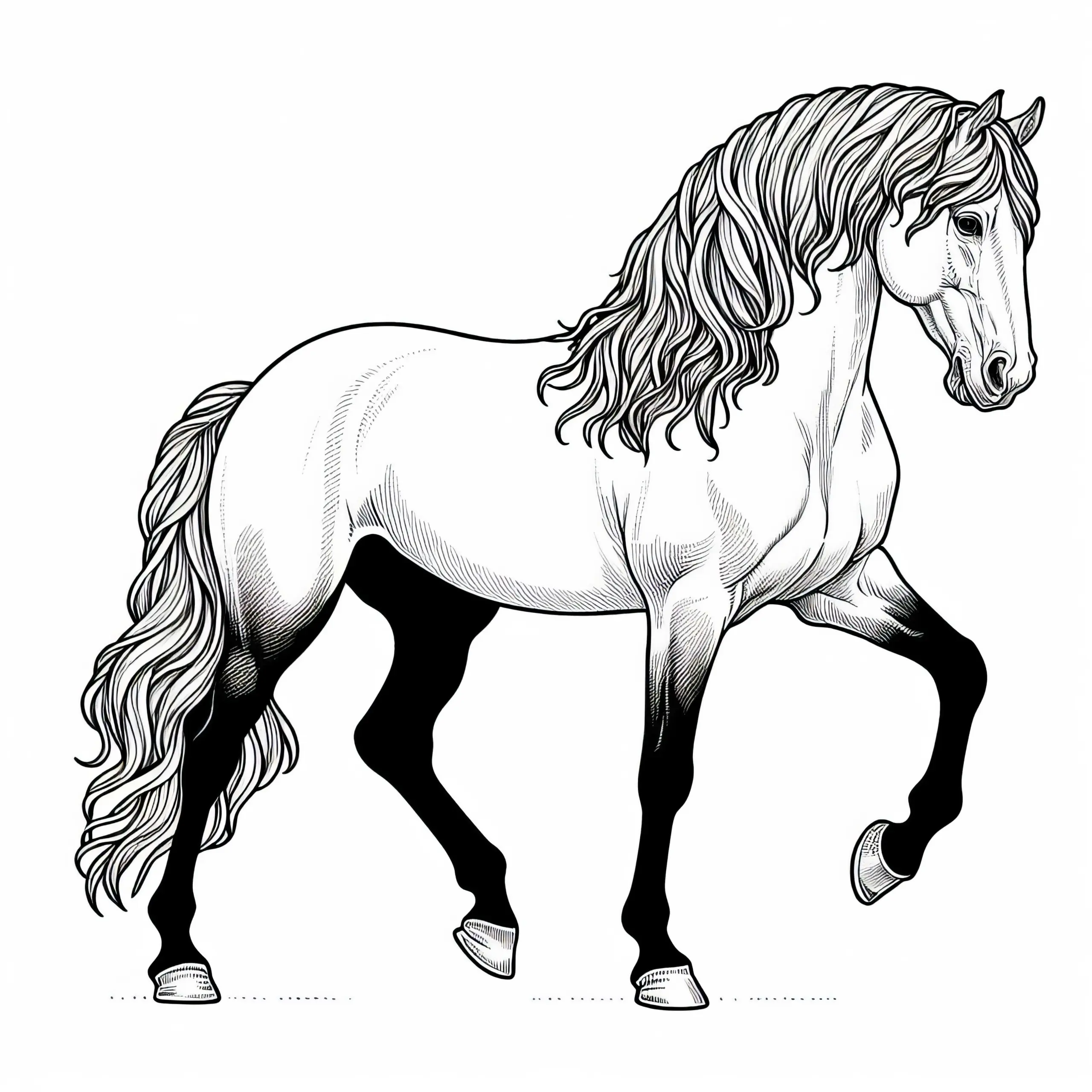 Ausmalbild Lusitano Pferd zum Download – Gratis Malvorlage