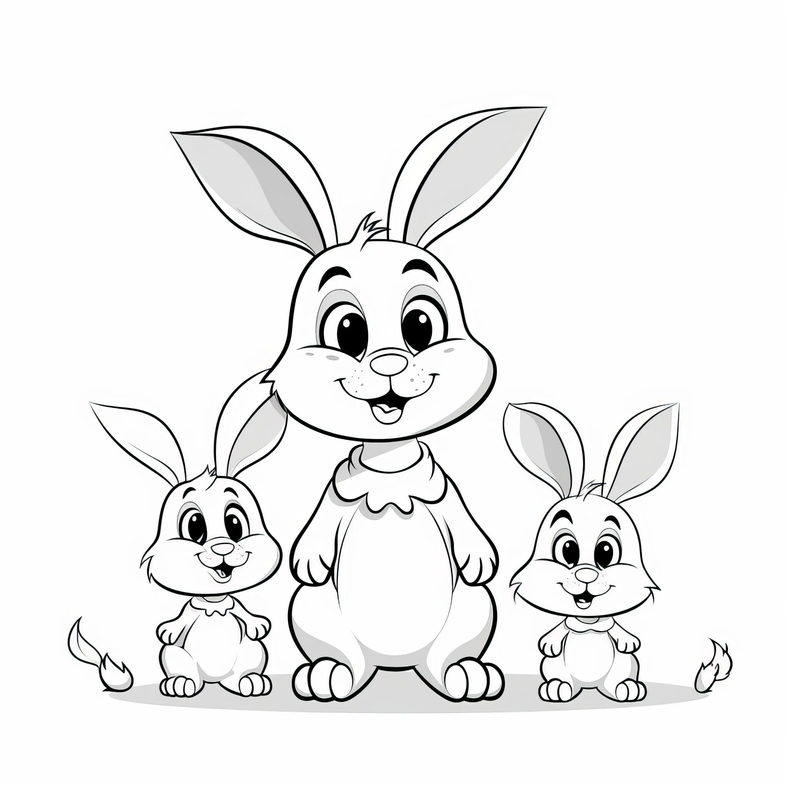 Lustige Osterhasen Familie: Osterbild zum Ausmalen (Kostenlos) (Ausmalbild)