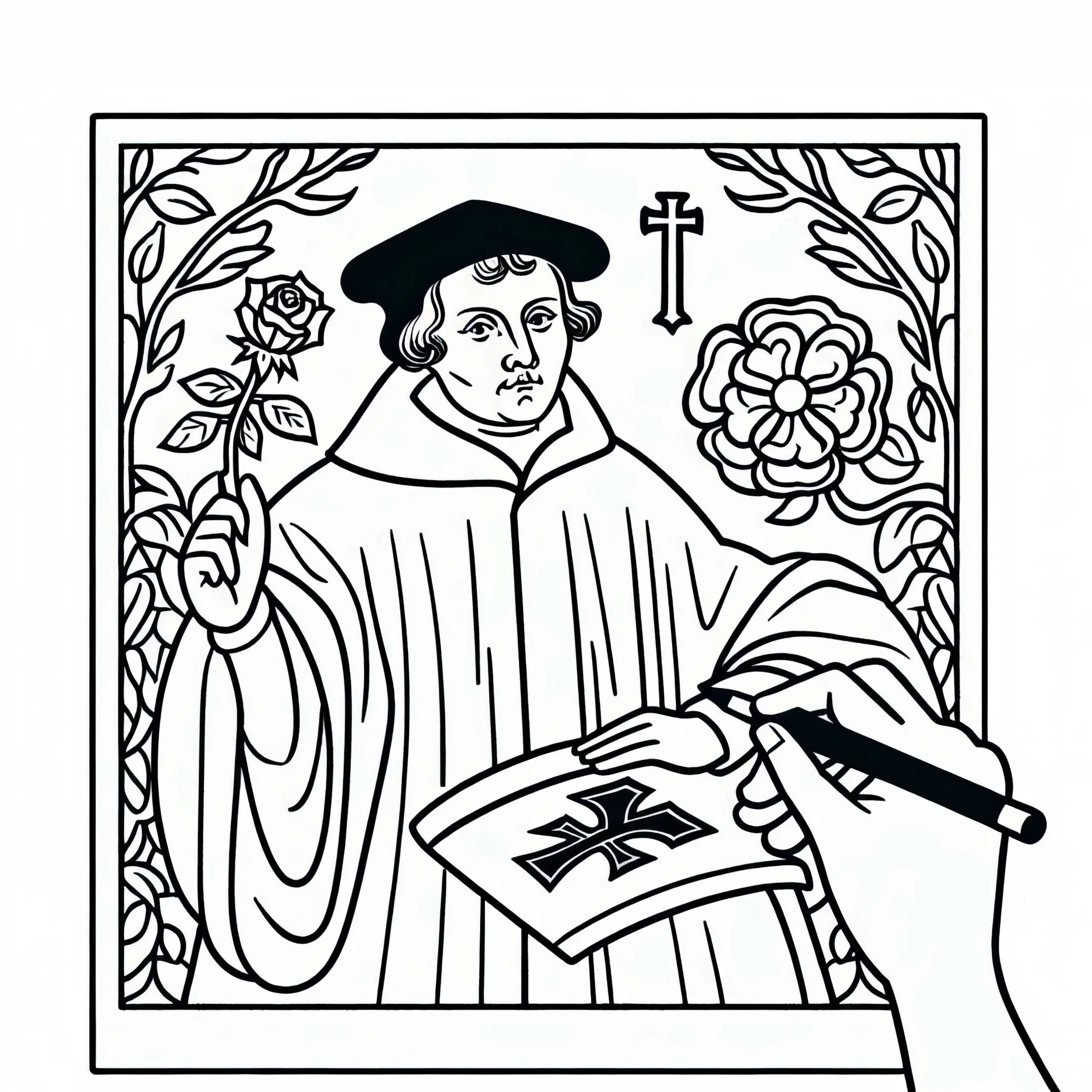 Luther Ausmalbild zur Reformation Kostenlos Herunterladen