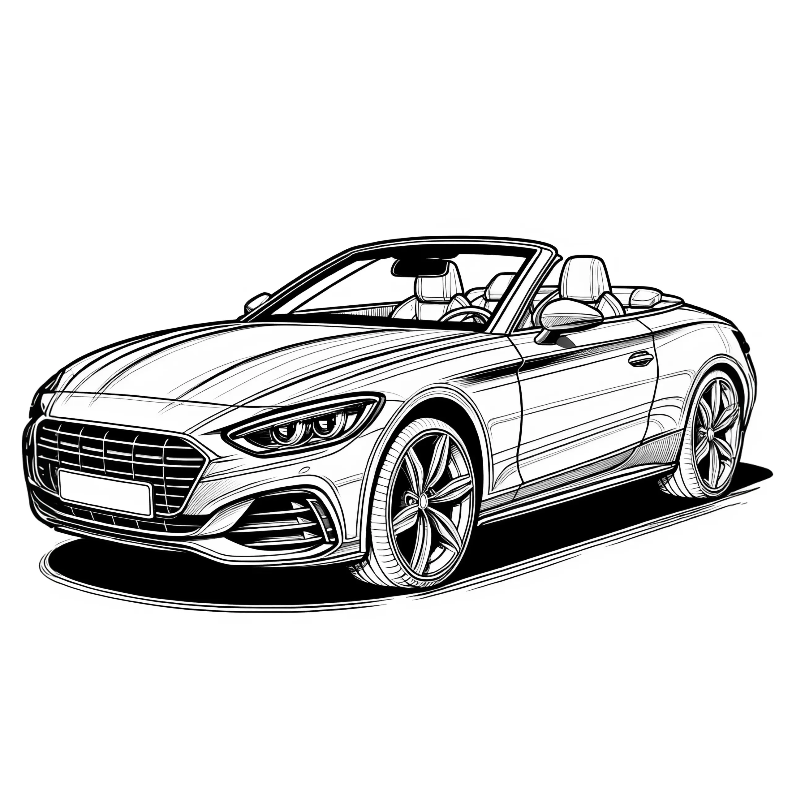 Luxuriöses Cabriolet: Malvorlage zum Download (Gratis) (Ausmalbild)