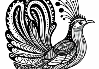 Leierschwanz Vogel in Australien und Ozeanien – Malvorlage kostenlos