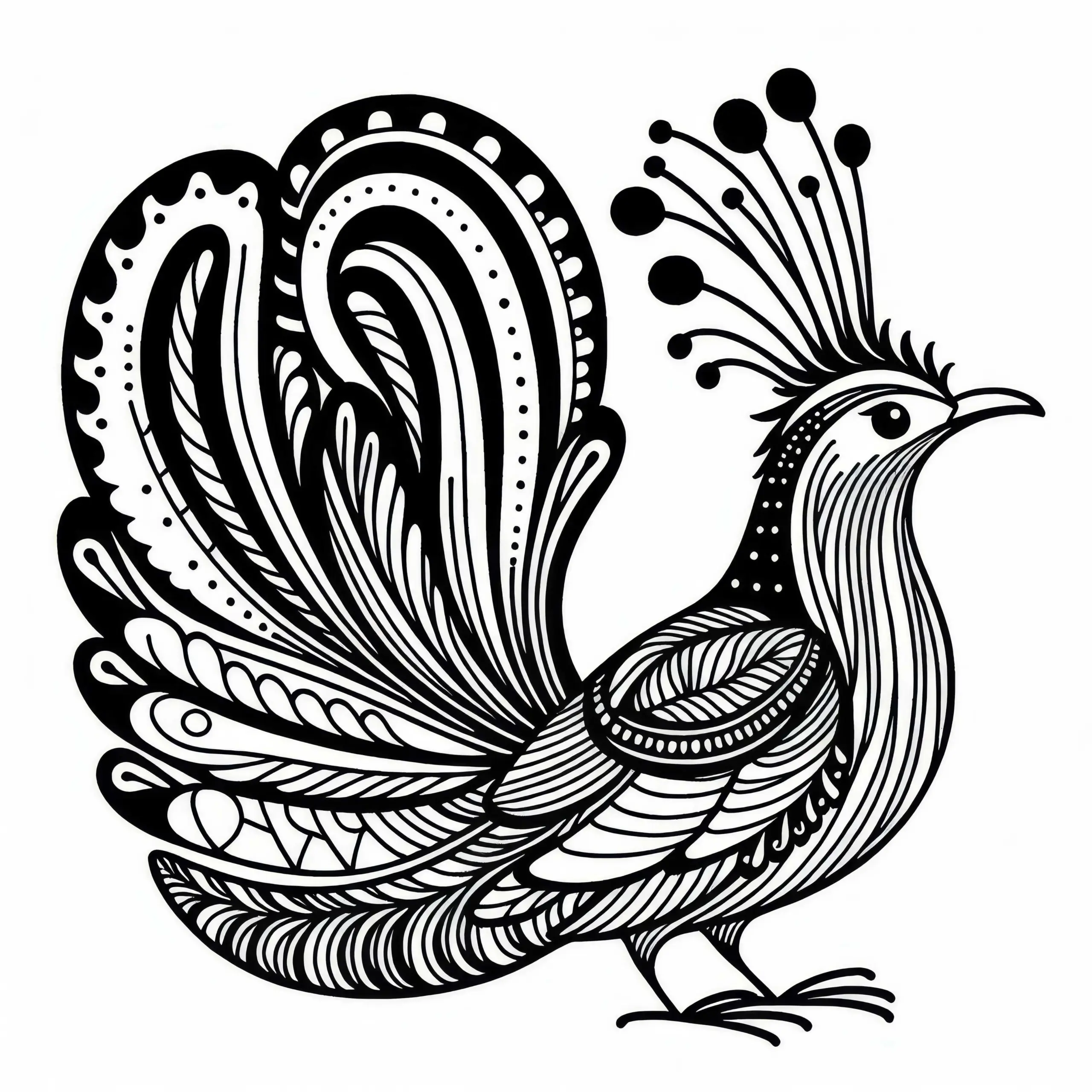 Leierschwanz Vogel in Australien und Ozeanien – Malvorlage kostenlos (Ausmalbild)