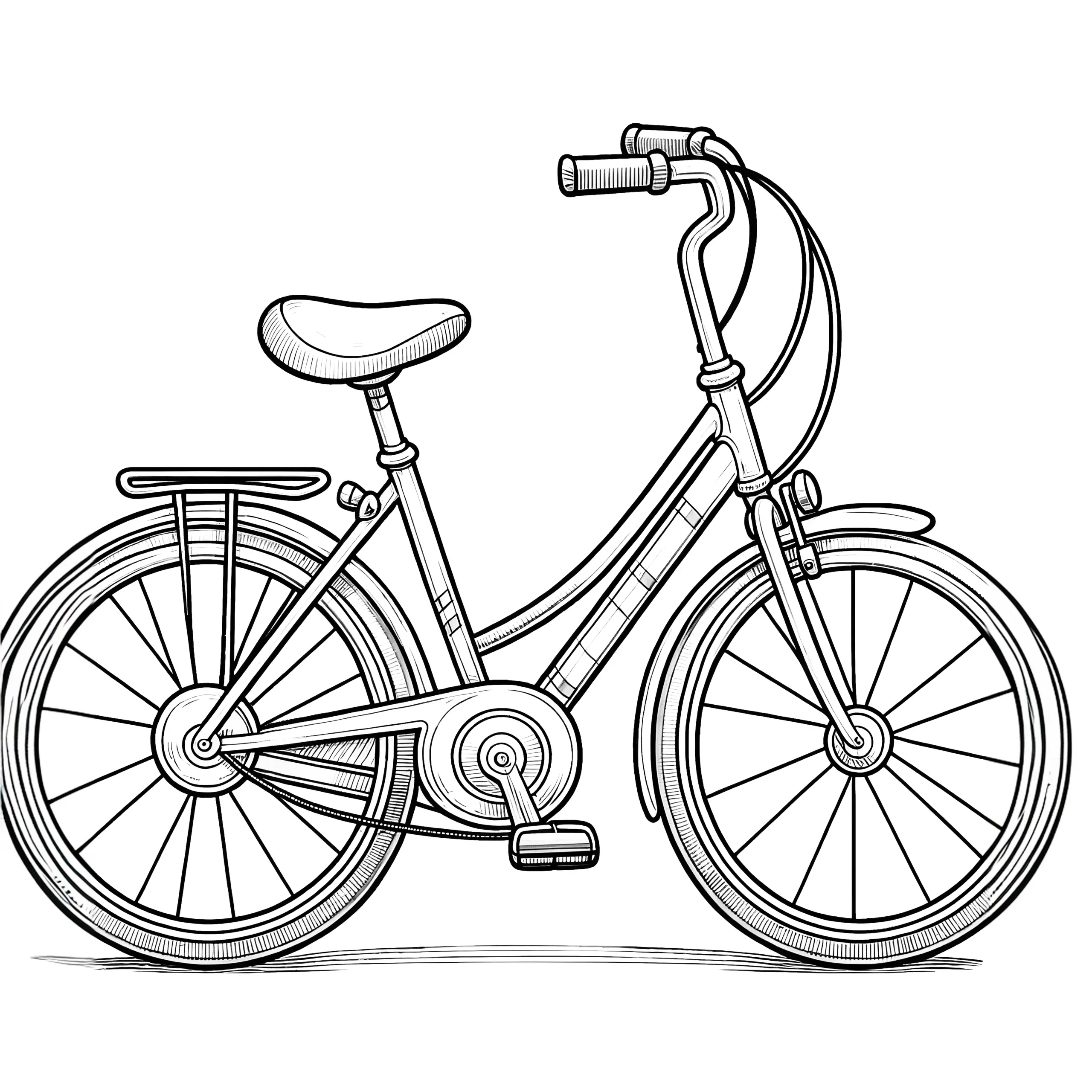 Mädchen Fahrrad: Kostenloses Ausmalbild für Kinder