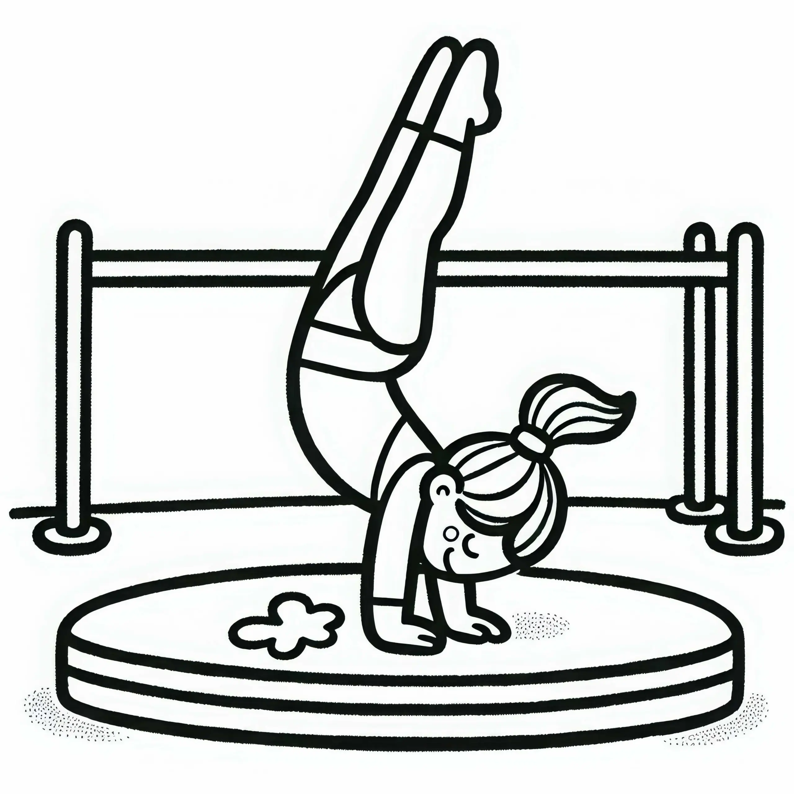 Mädchen macht Handstand auf Matte – Ausmalbild gratis