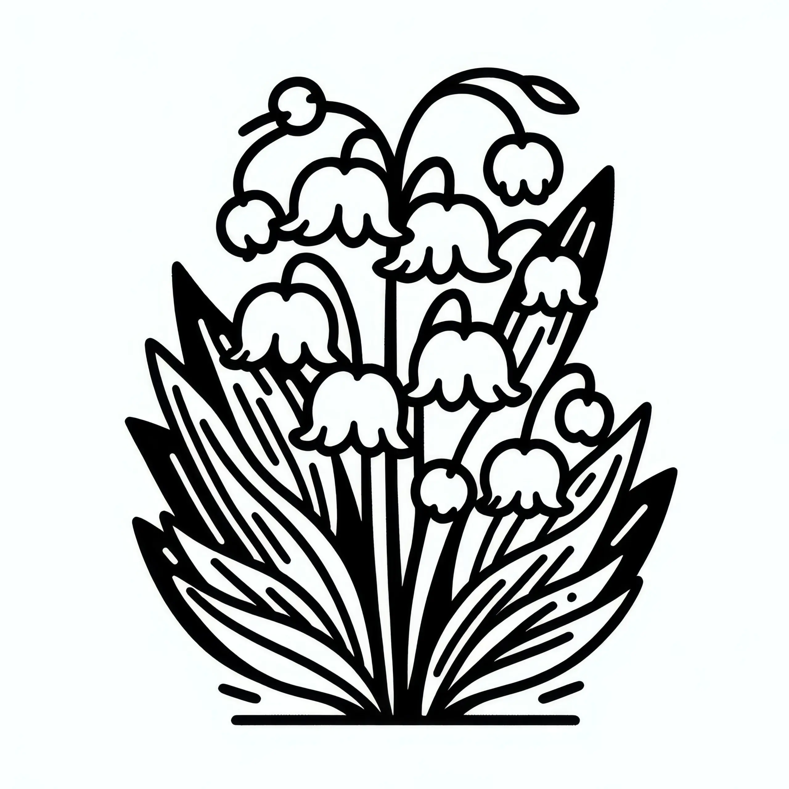 Maiglöckchen: Einfaches Ausmalbild (Kostenlos)
