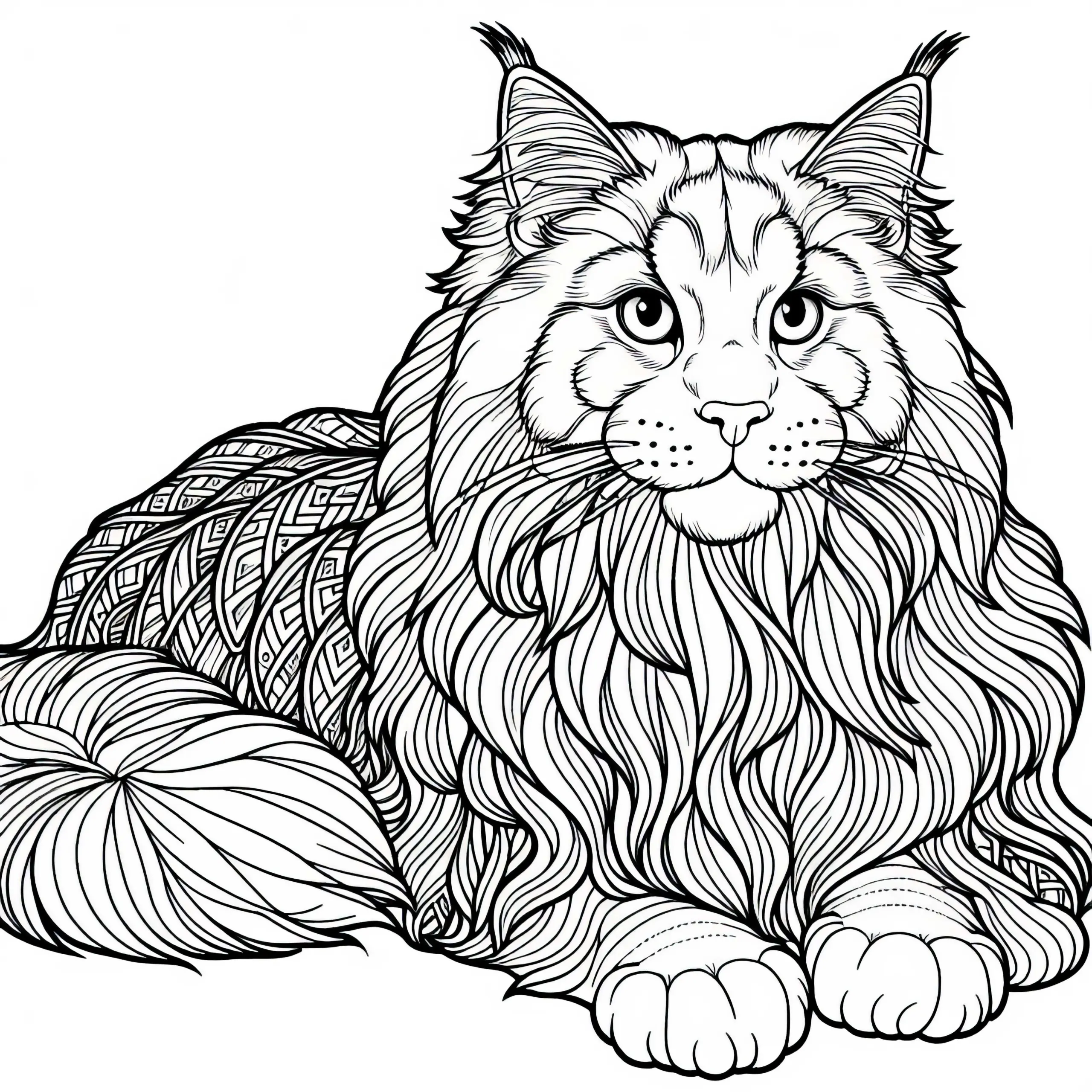 Maine Coon Malvorlage Katze Kostenlos (Ausmalbild)