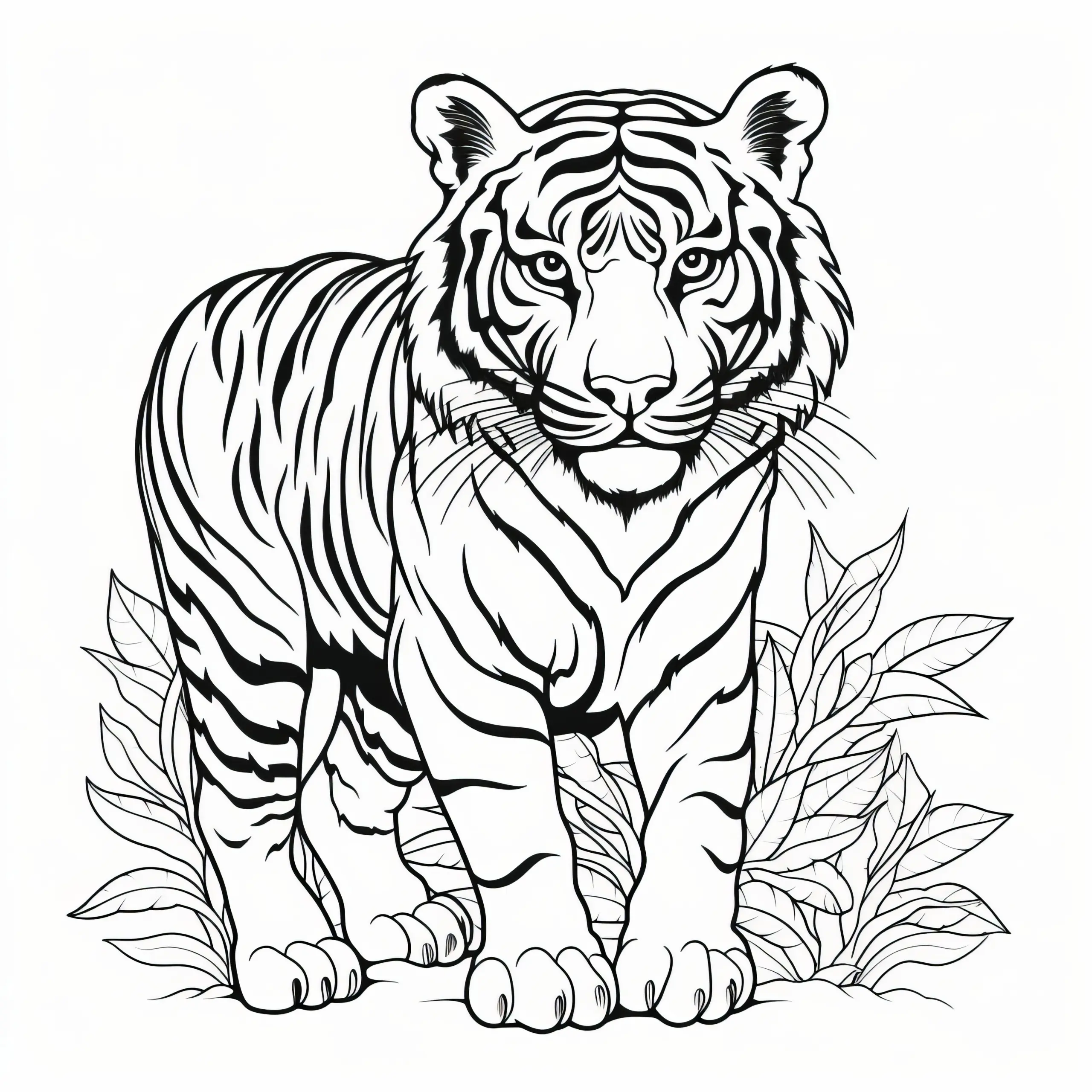 Majestätischer Tiger: Ausmalbild einer Raubkatze (Kostenlos)