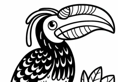 Malabarhornvogel – Malabar Pied Hornbill Vogel in Asien – Malvorlage Kostenlos