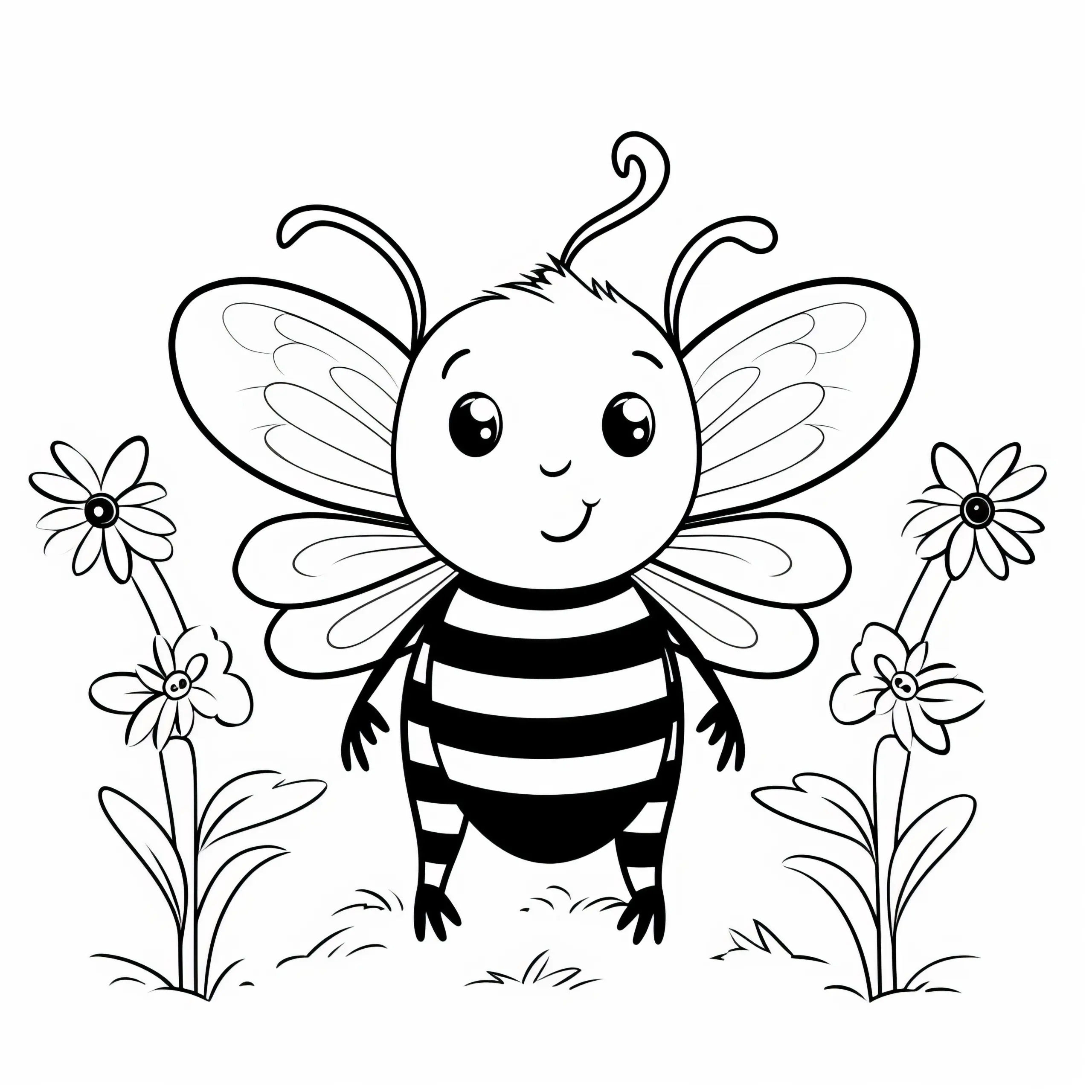 Malvorlage einer knuffigen Biene zum Download (Kostenlos) (Ausmalbild)