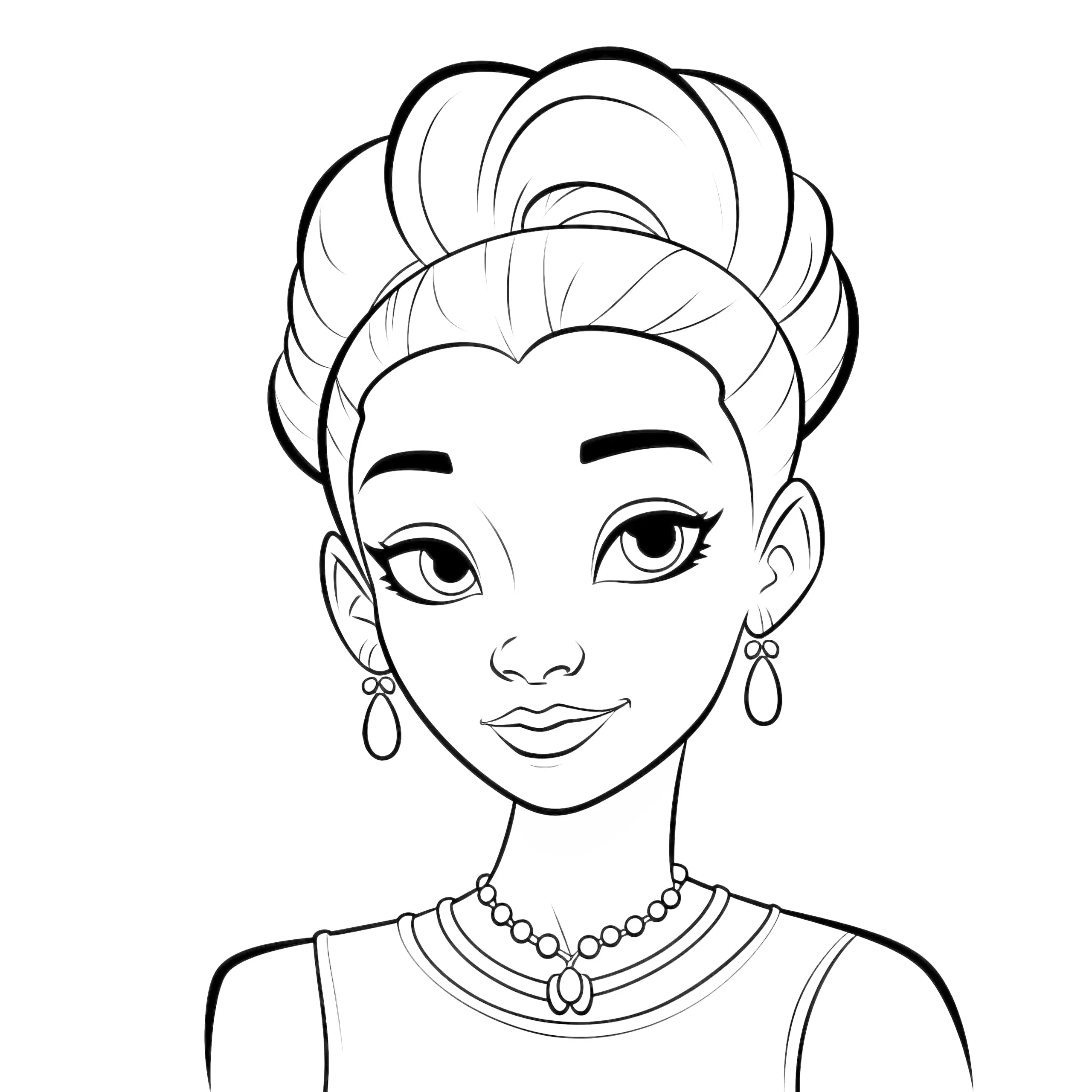 Malvorlage: Prinzessin mit Ohrringen und Halskette (Gratis) (Ausmalbild)