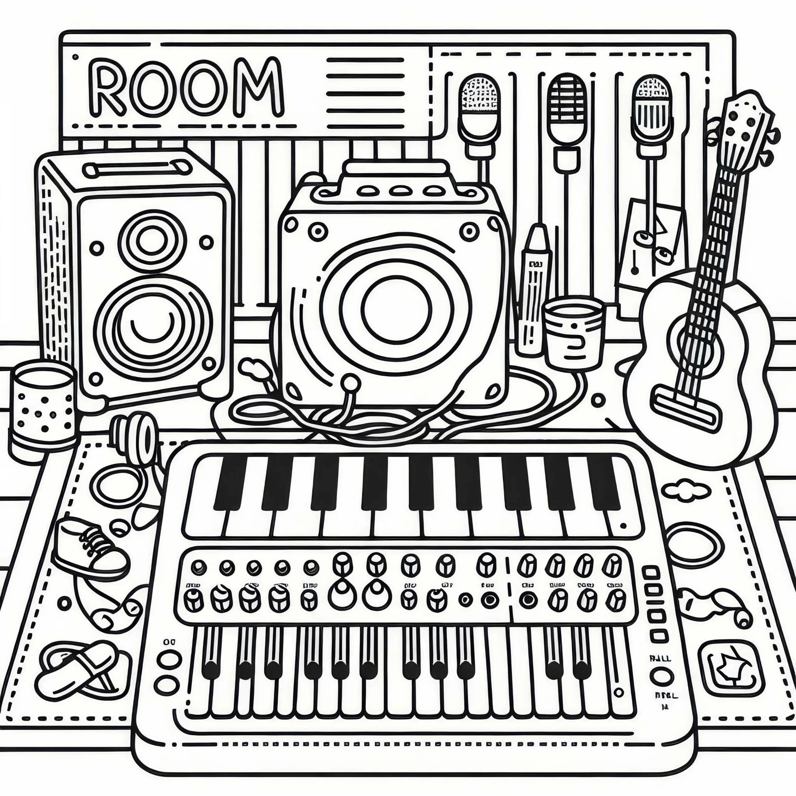 Malvorlage Zubehör Musikinstrument Gratis (Ausmalbild)