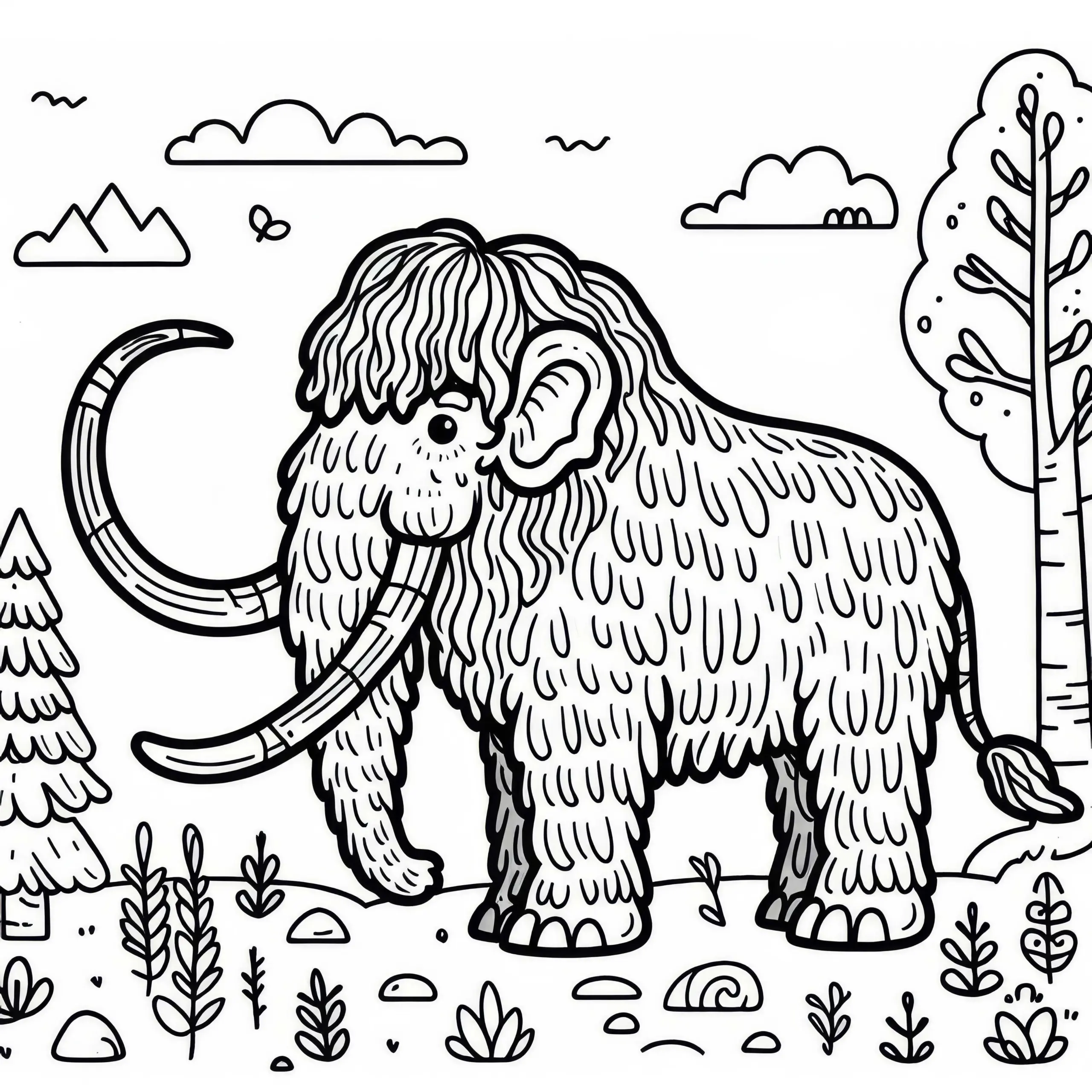 Mammut Ausmalbild zum Herunterladen (Gratis)