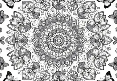 Mandala aus Schmetterlingen – Ausmalbild Kostenlos