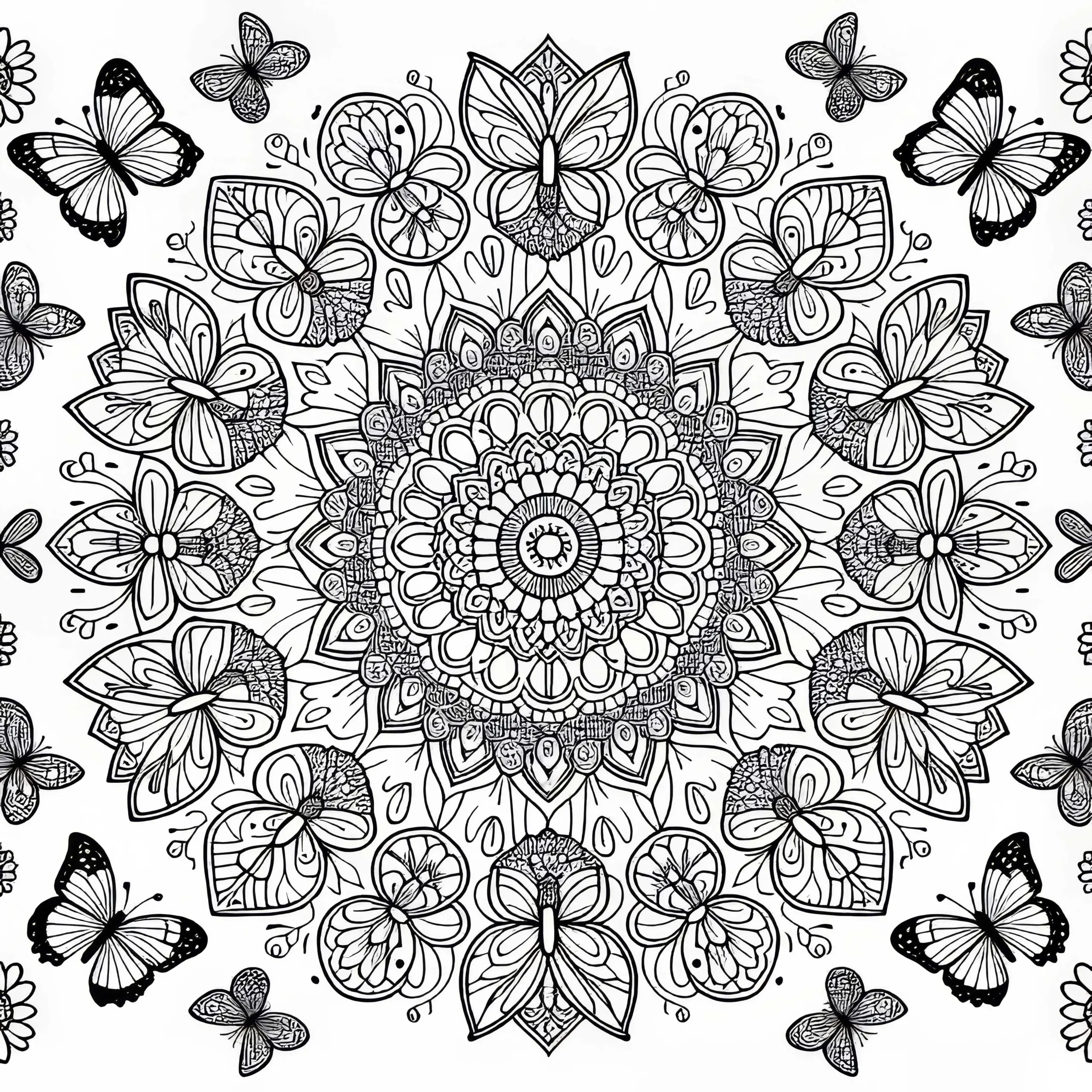 Mandala aus Schmetterlingen – Ausmalbild Kostenlos