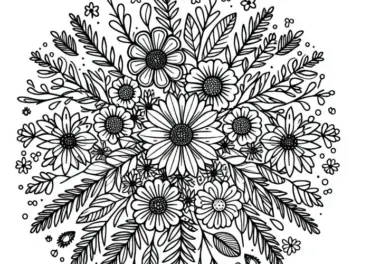 Mandala aus Wildblumen – Ausmalbild gratis