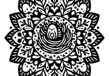 Mandala mit Osternest: Gratis Ausmalbild