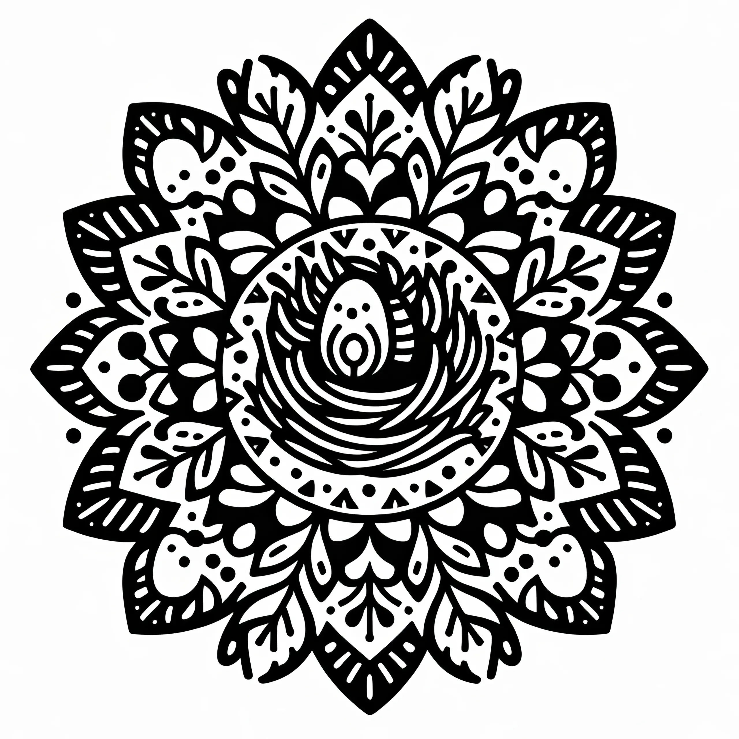 Mandala mit Osternest: Gratis Ausmalbild