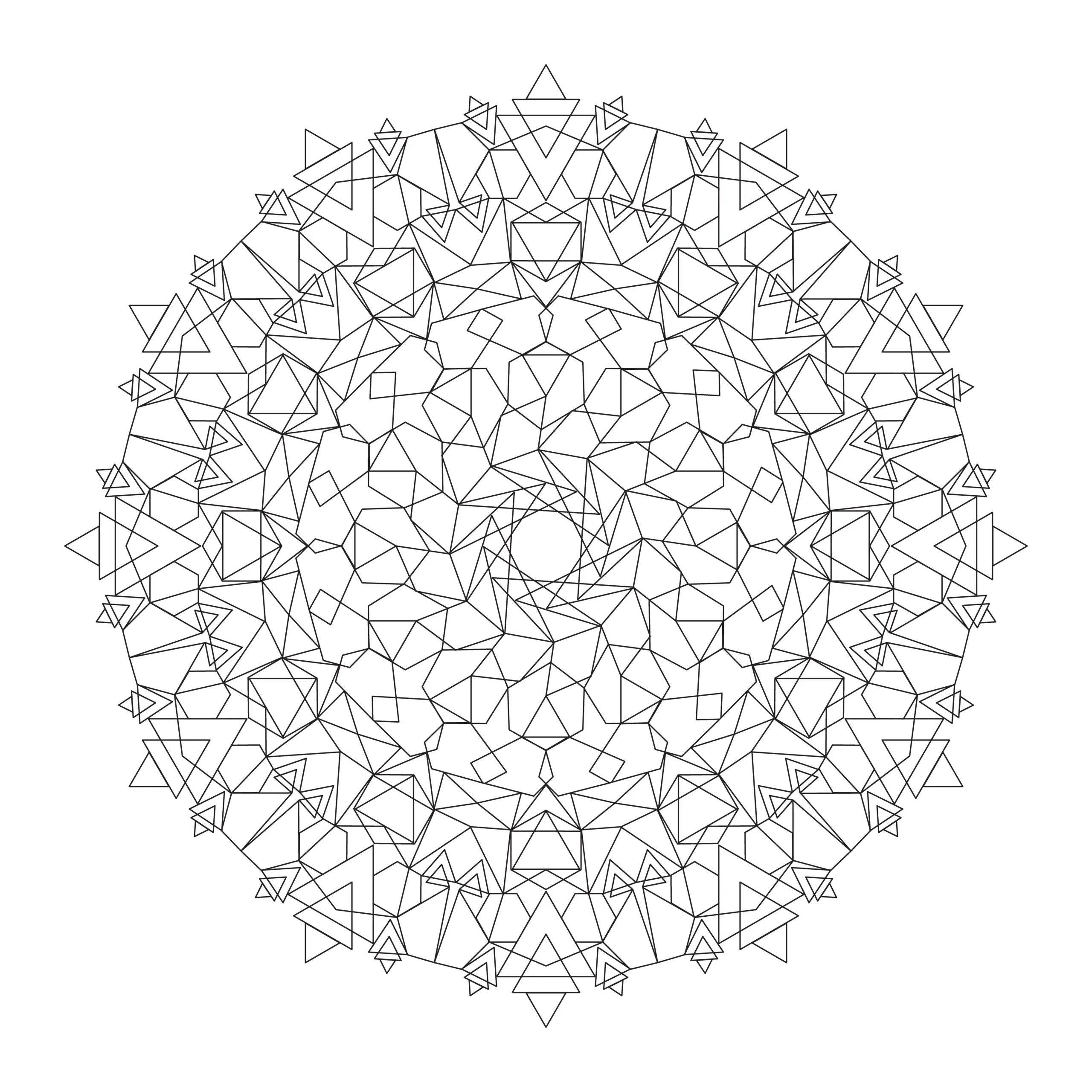 Mandala-Vorlage mit Ornamenten und Mosaiksteinen (Gratis) (Ausmalbild)