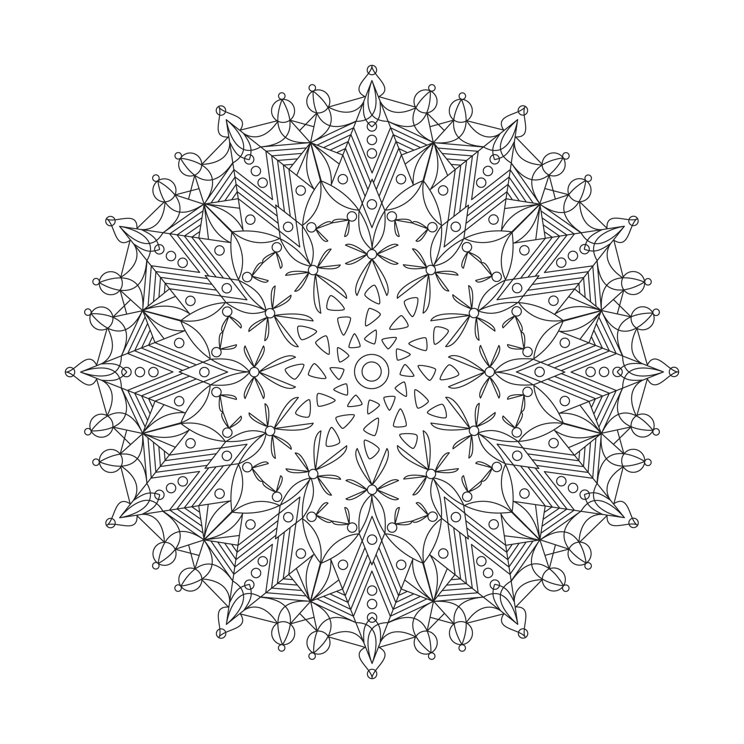 Mandala-Vorlage: Ornamente und geometrische Formen als Ausmalbild (Gratis)