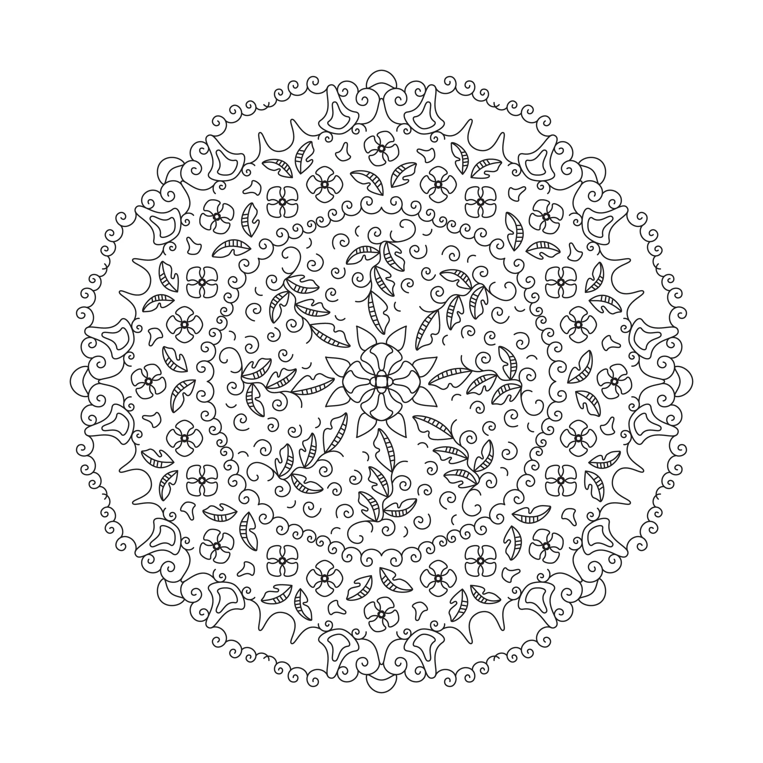 Mandala-Vorlage: Ornamente und hauchzarte Strukturen als Malvorlage (Kostenlos) (Ausmalbild)