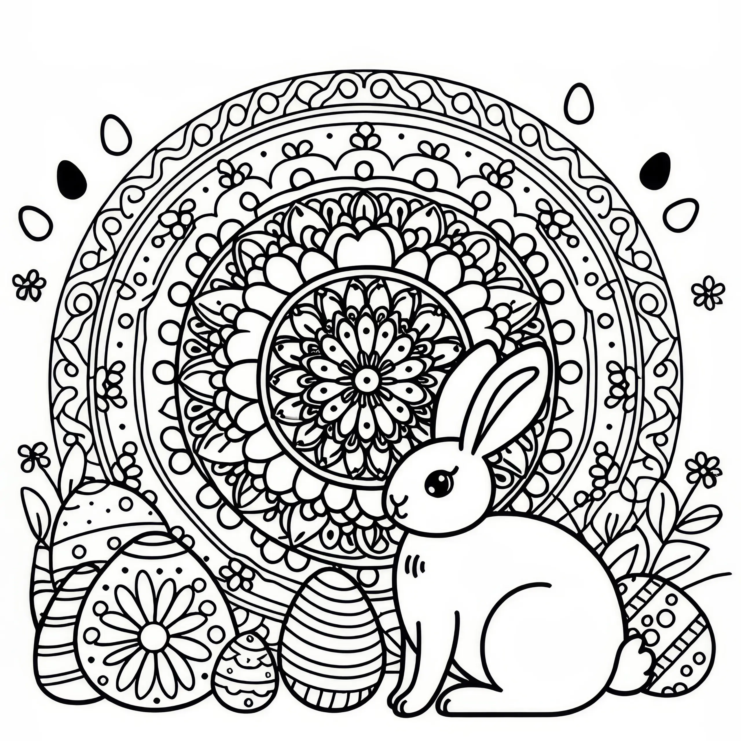 Mandala zu Ostern mit Osterhase: Ausmalbild zum Download (Kostenlos)