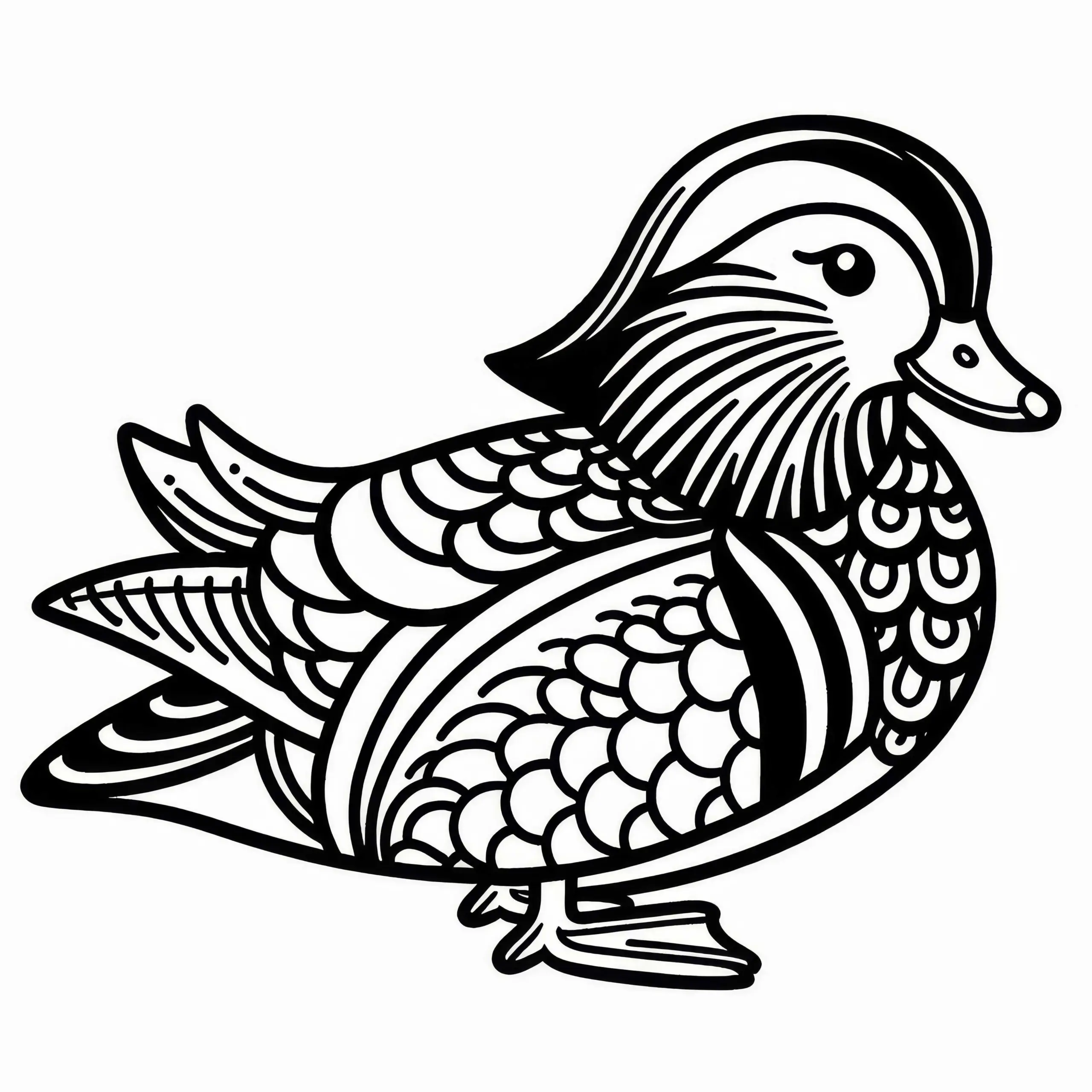 Mandarinenente – Vogel aus Asien als Ausmalbild gratis