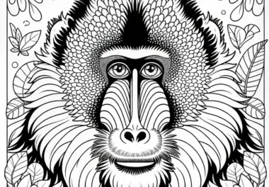 Mandrill Ausmalbild für Affen – Kostenloses Ausmalvergnügen
