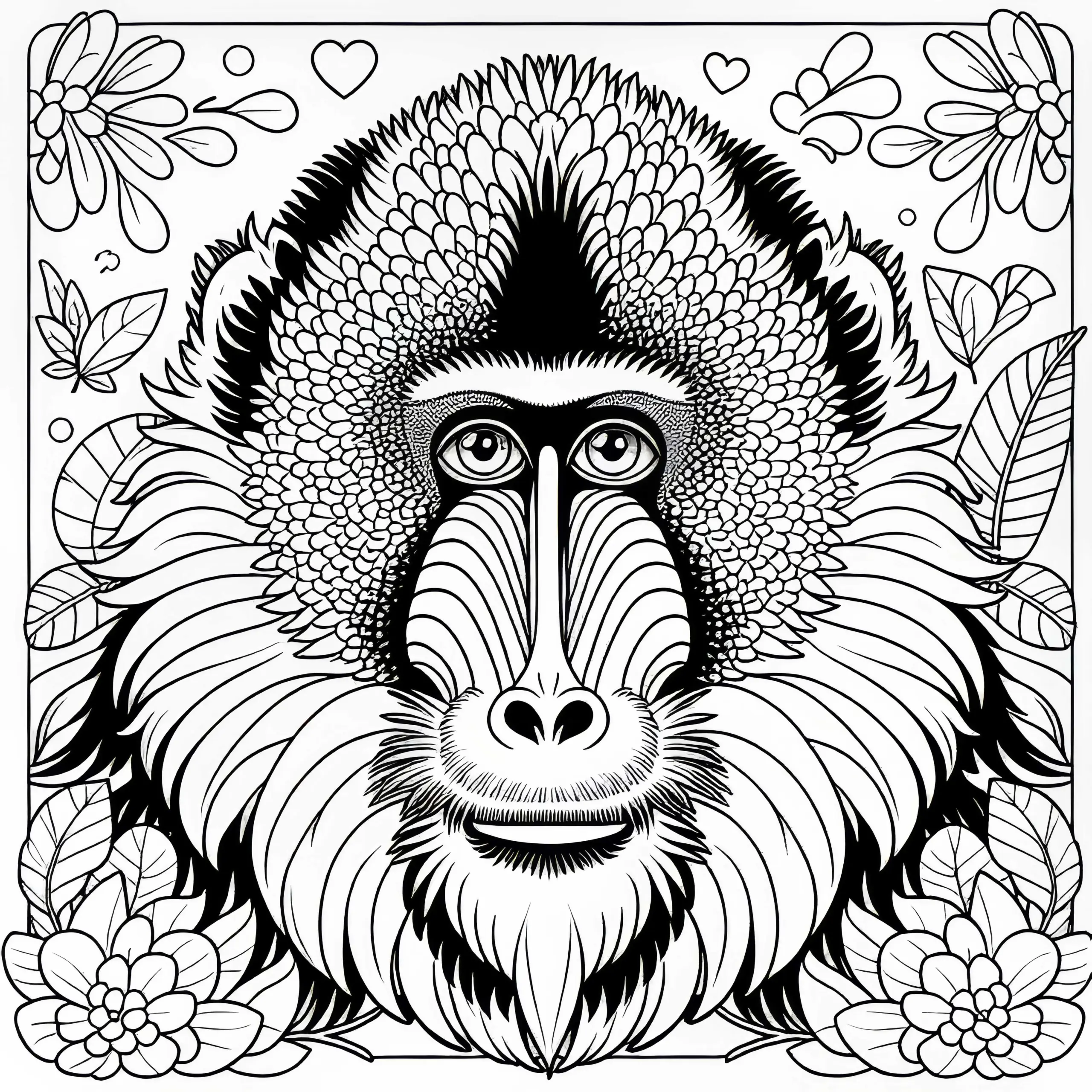Mandrill Ausmalbild für Affen – Kostenloses Ausmalvergnügen