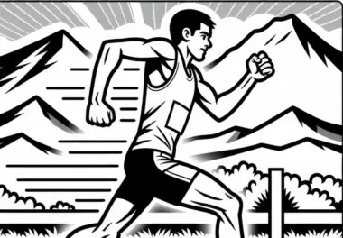 Marathonläufer sprintet auf den letzten Metern – Malvorlage gratis