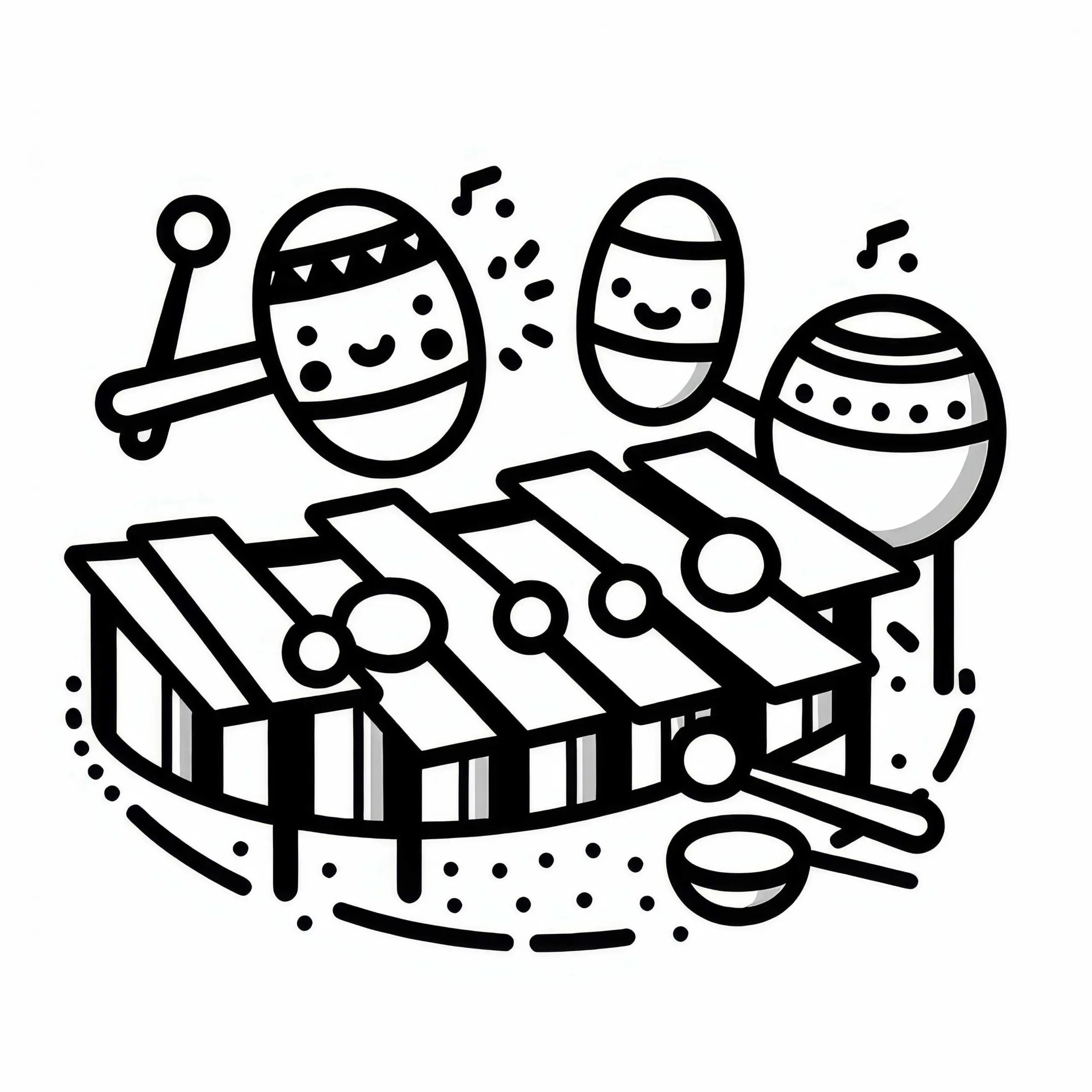 Marimba Malvorlage für Schlaginstrumente – Kostenlos (Ausmalbild)