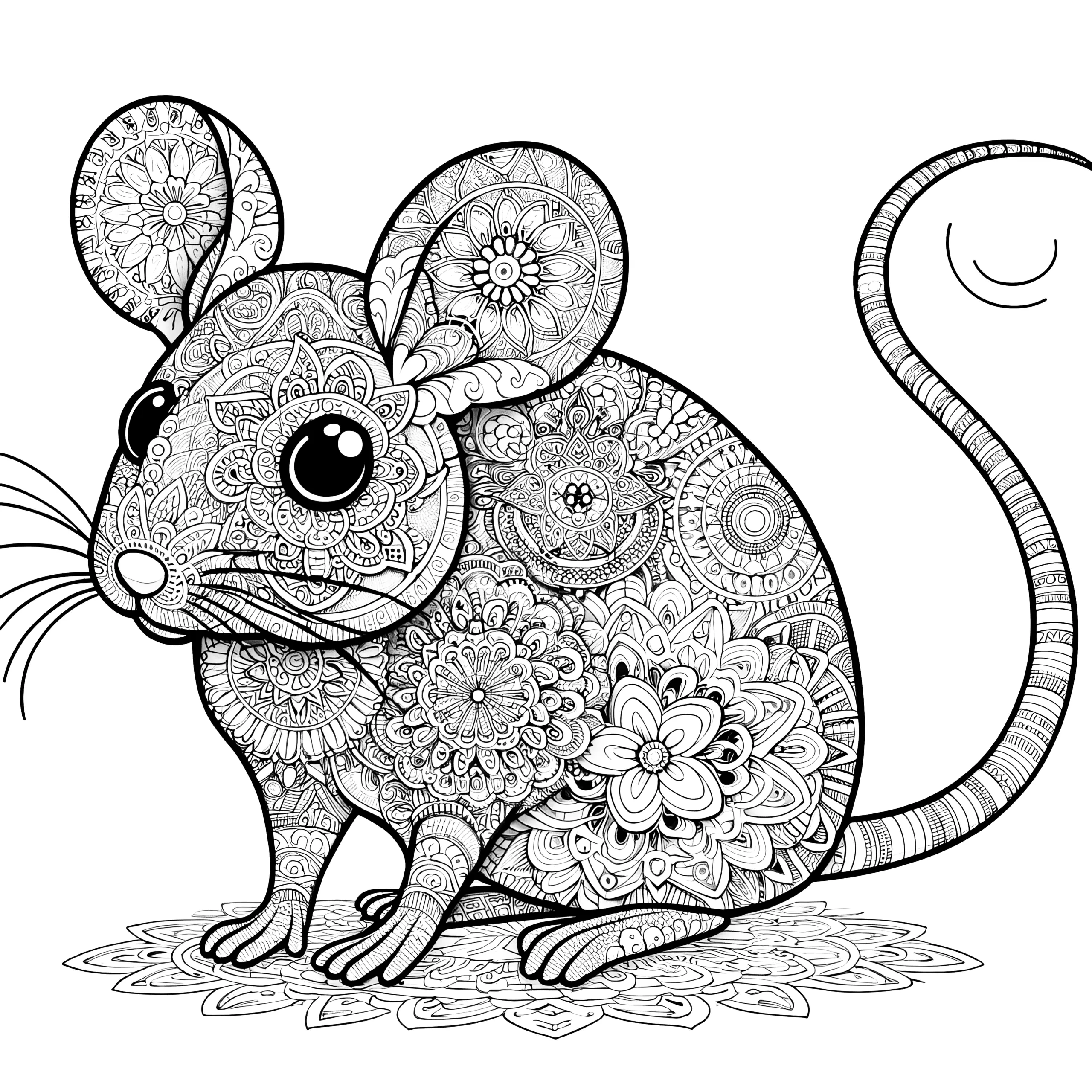 Niedliches Maus-Mandala: Ausmalbild zum Ausdrucken