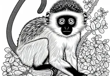 Ausmalbild einer Meerkatze: Kostenloses Bild für deinen nächsten Malspaß