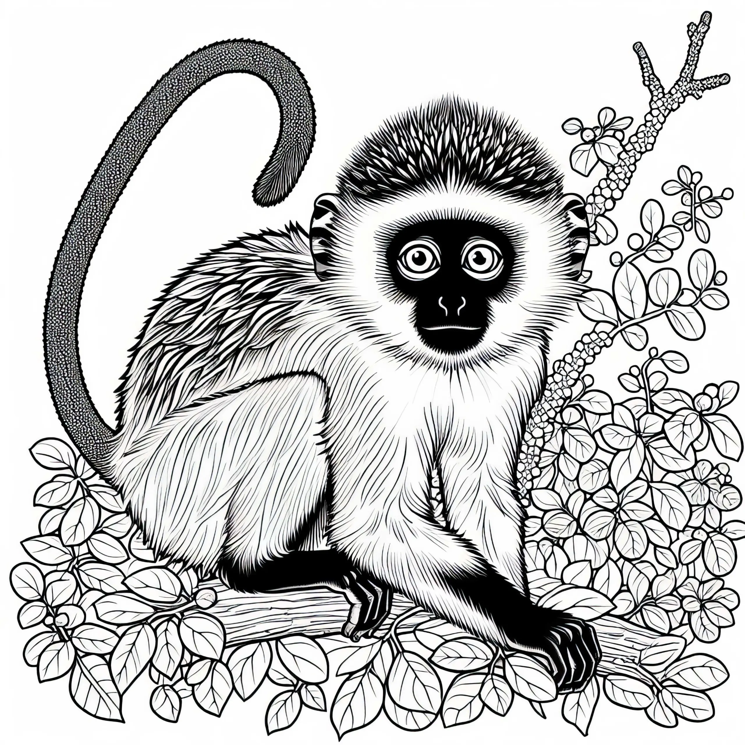 Ausmalbild einer Meerkatze: Kostenloses Bild für deinen nächsten Malspaß
