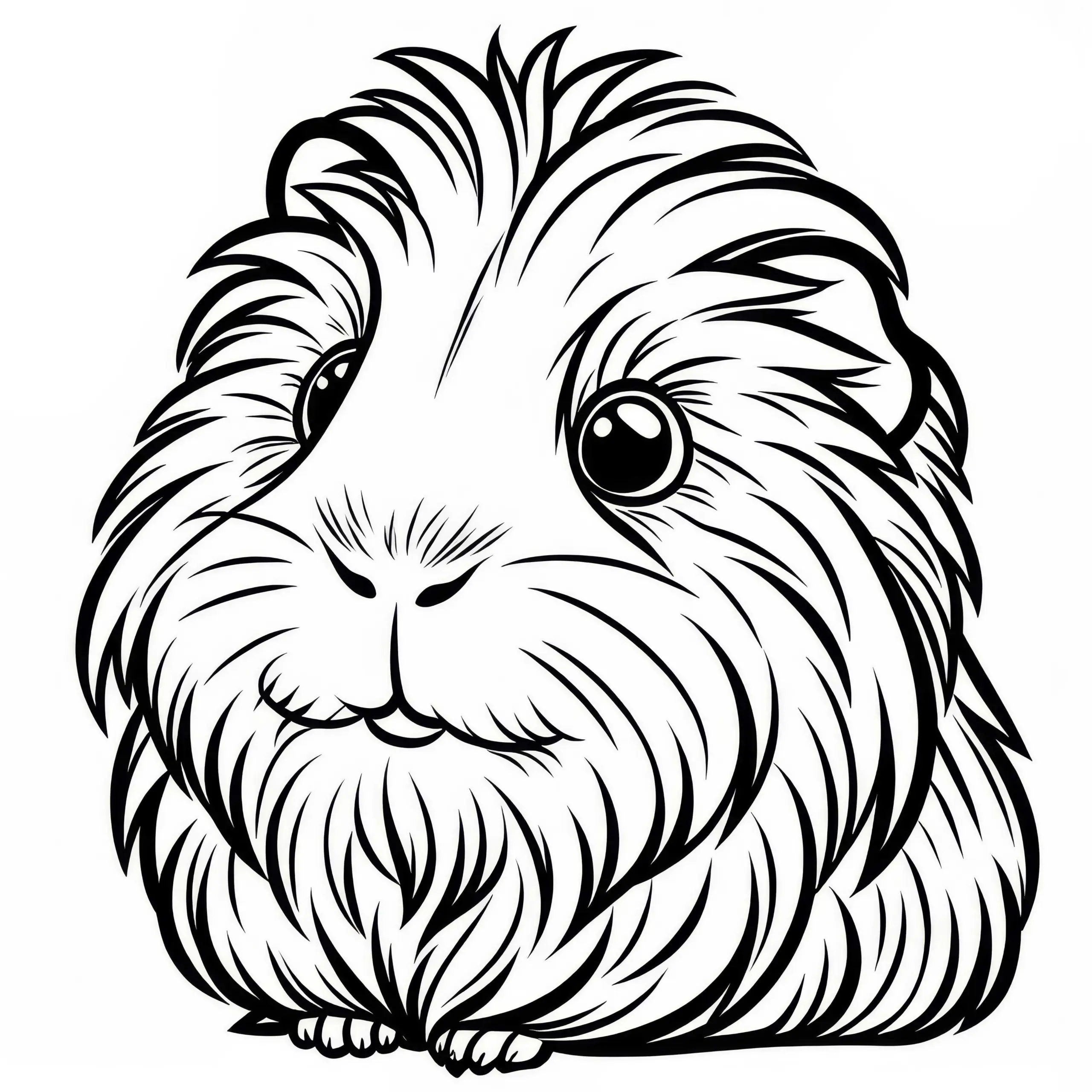Meerschweinchen mit langem Fell als Ausmalbild (Kostenlos)