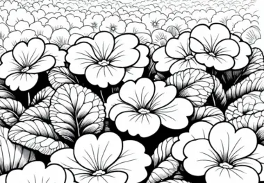 Mehrere Blumen Primeln Ausmalbild Gratis