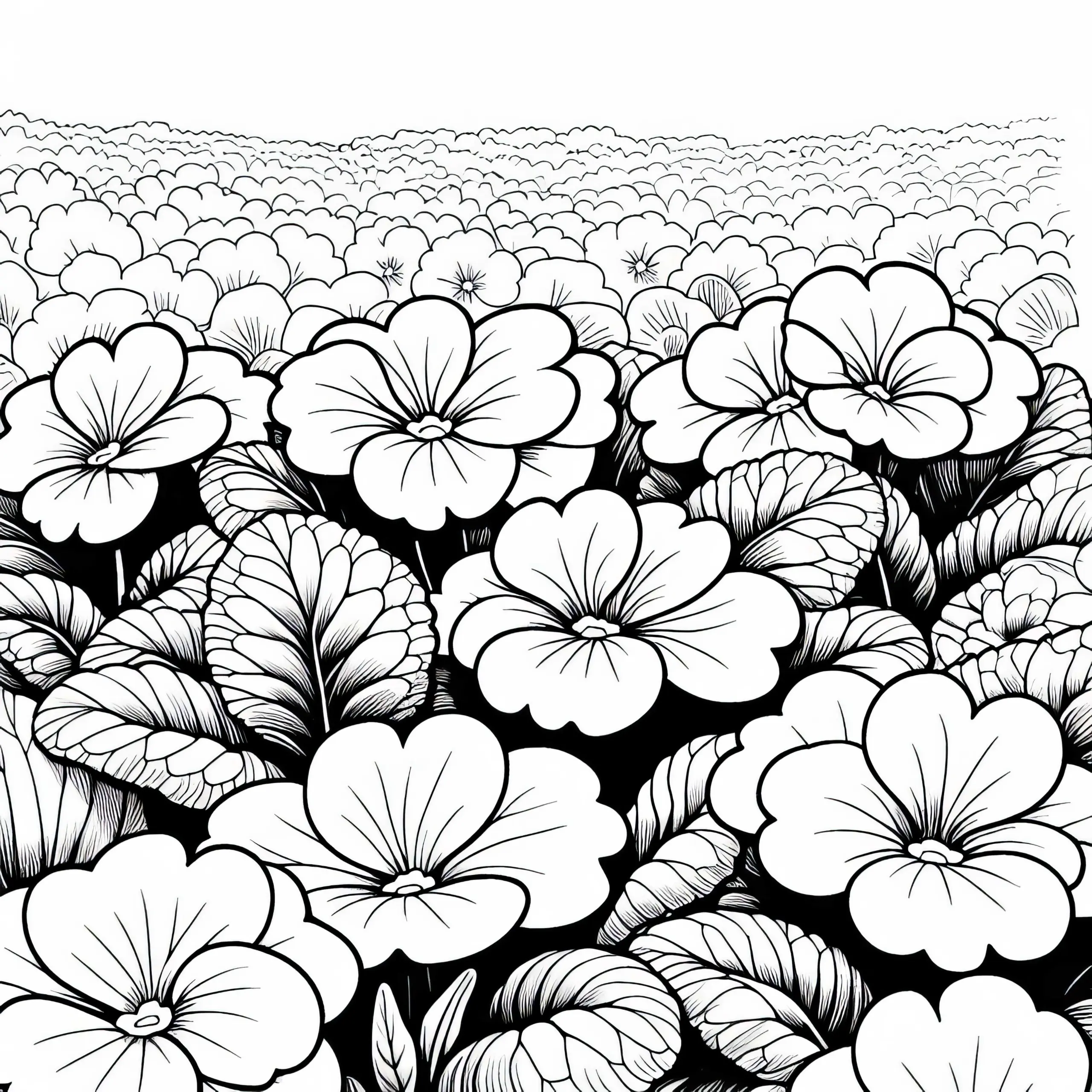 Mehrere Blumen Primeln Ausmalbild Gratis