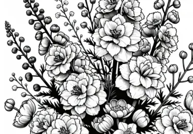 Rittersporn Ausmalbild – Mehrere Blumen Kostenlos Herunterladen