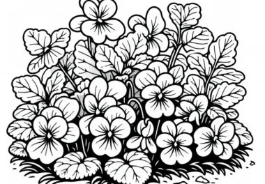 Mehrere Blumen – Veilchen Ausmalbild Gratis Herunterladen