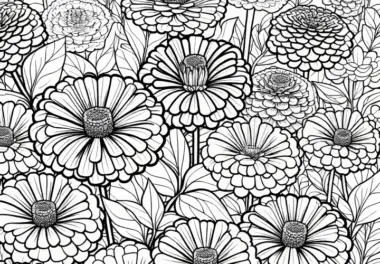 Mehrere Blumen Zinnien Malvorlage Kostenlos