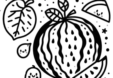Ausmalbild mit Melone und Wassermelone – Einfach und Kostenlos