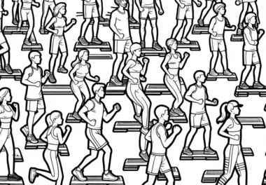 Menschen machen Step-Aerobic: Malvorlage kostenlos