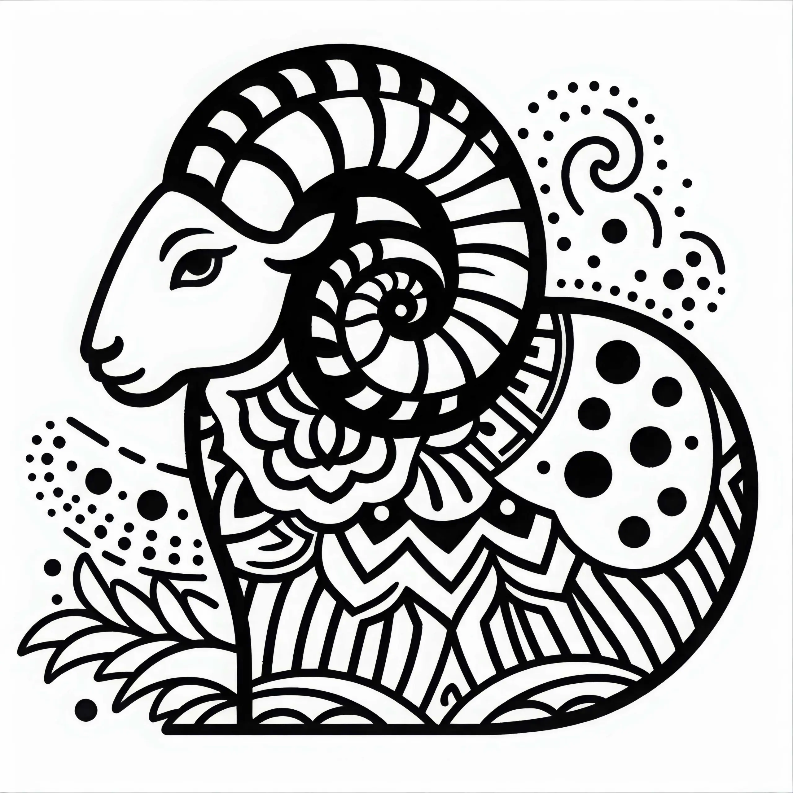 Ausmalbild Widder – Indisches Tierkreiszeichen Kostenlos