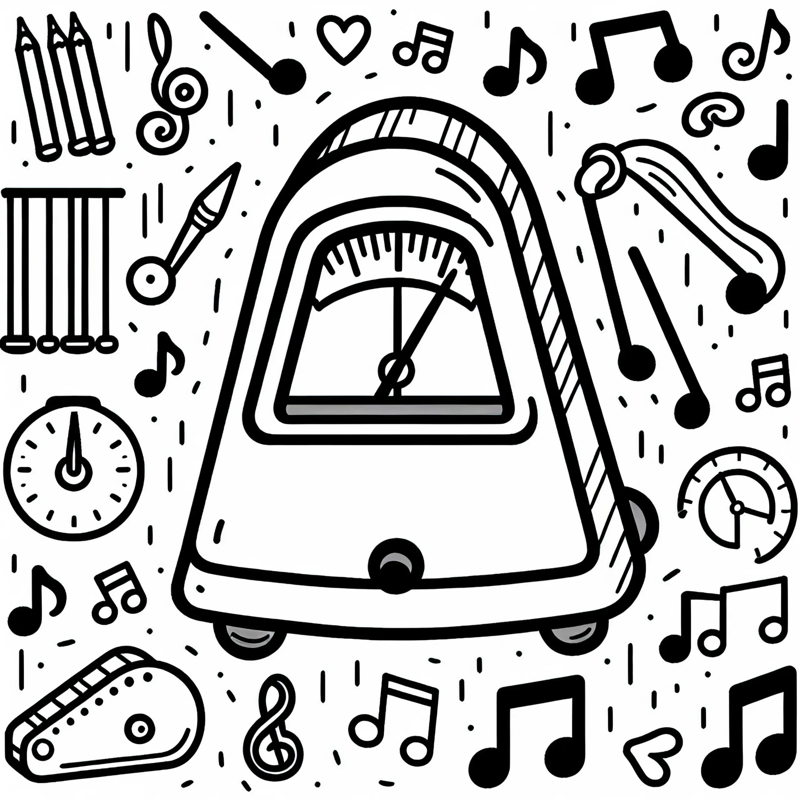 Metronom Ausmalbild Zubehör Musikinstrument Gratis