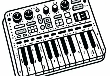 Hochwertige Malvorlage eines MIDI-Controllers – Kostenloses Ausmalbild für elektronische Instrumente