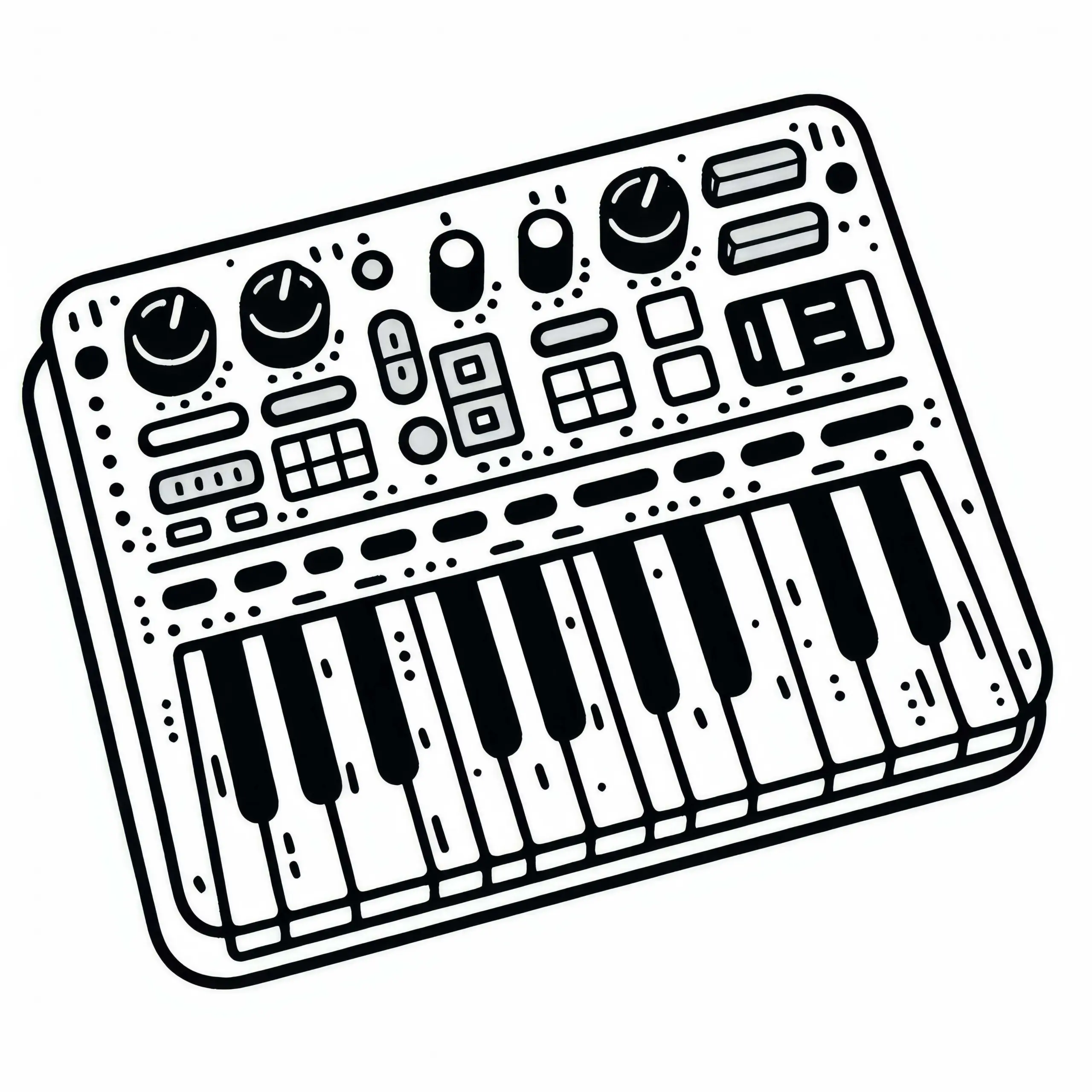 Hochwertige Malvorlage eines MIDI-Controllers – Kostenloses Ausmalbild für elektronische Instrumente