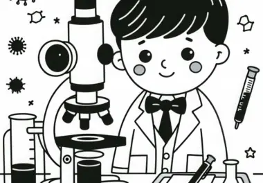 Mikroskop für Wissenschaftler – Malvorlage kostenlos