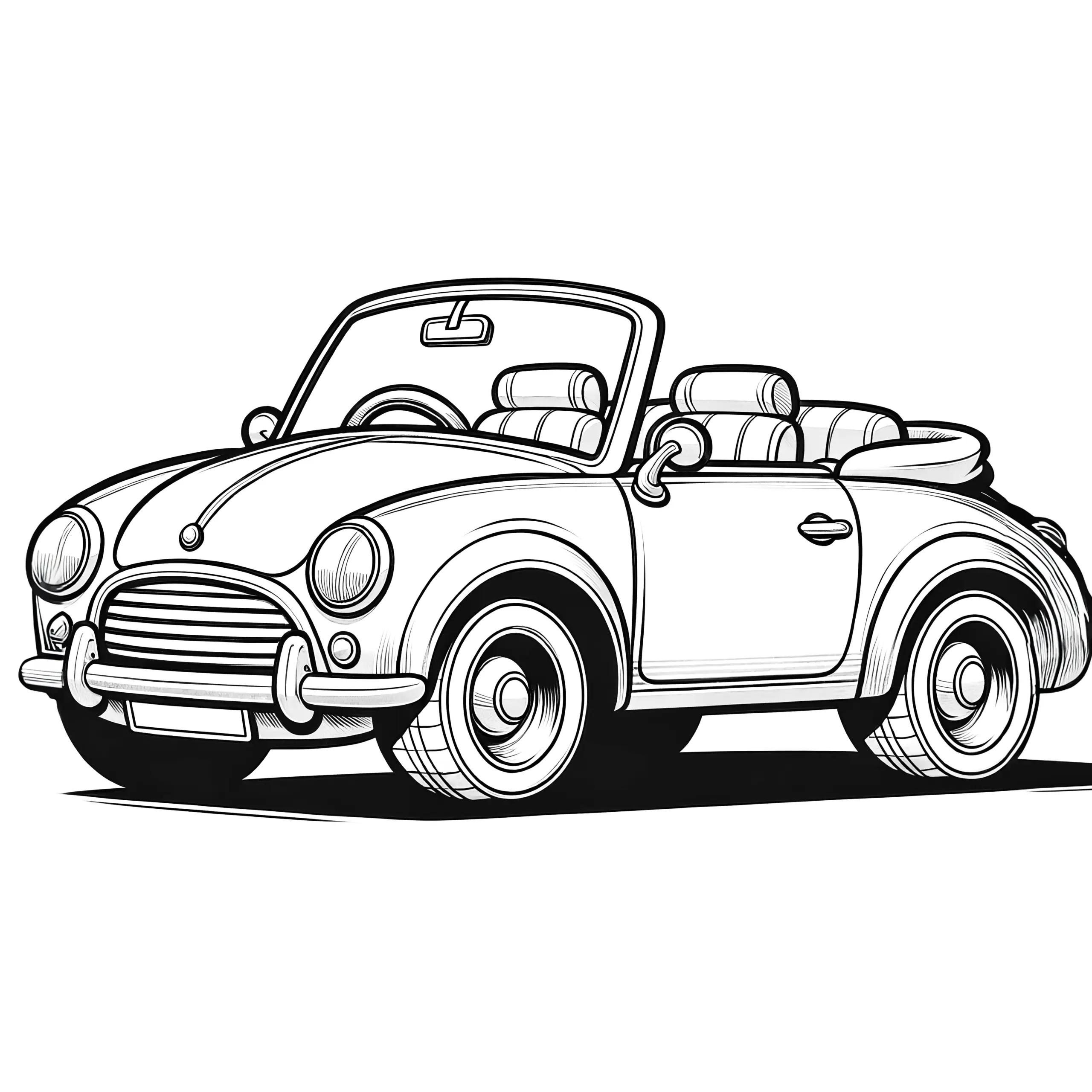Mini Cabriolet: Einfache Malvorlage zum Download (Gratis) (Ausmalbild)