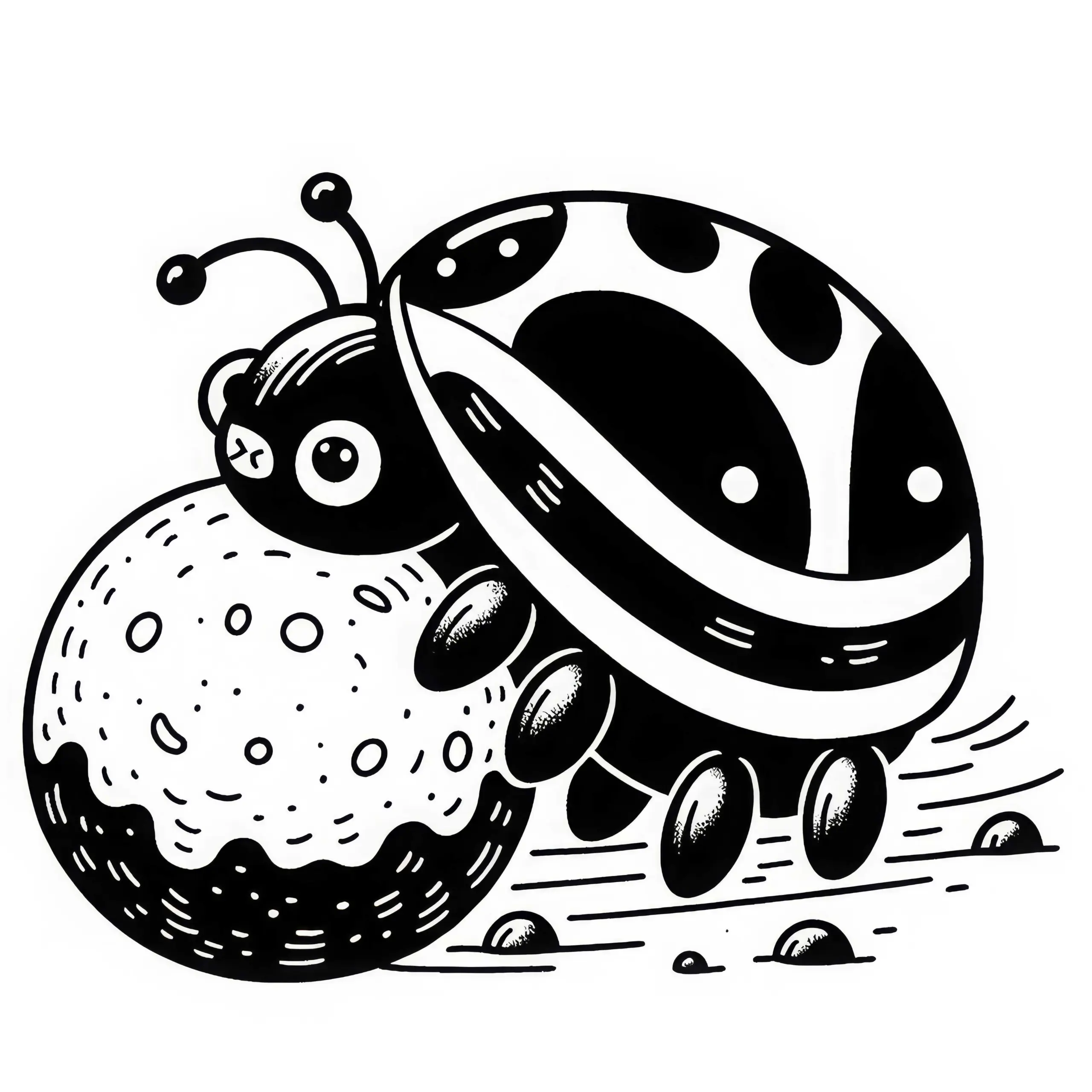 Mistkäfer rollt Kugel: Ausmalbild zum Download (Gratis)